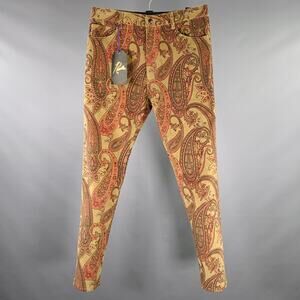 NEEDLES Size M Brown Burgundy Green Paisley 5 Pocket Casual Pants